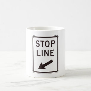 Stoppa linjevägskylt kaffemugg