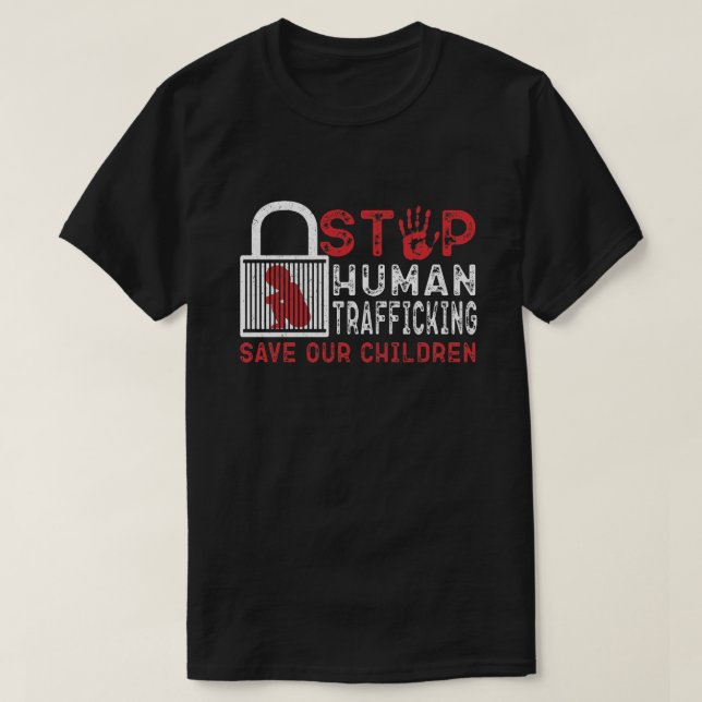 Stoppa människohandel och spara för våra barn t shirt (Design framsida)