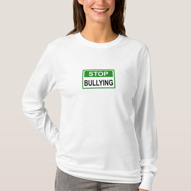 Stoppa mobbning skylt grön t shirt (Framsida)