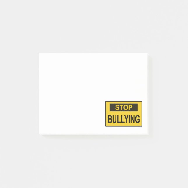 Stoppa mobbning skylt gul post-it block (Framsida)