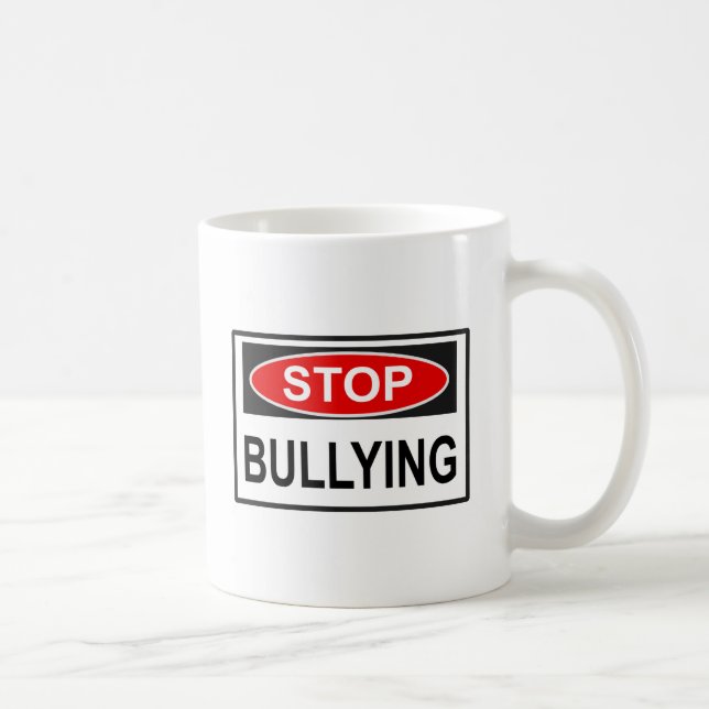 Stoppa mobbning skylt röd kaffemugg (Höger)