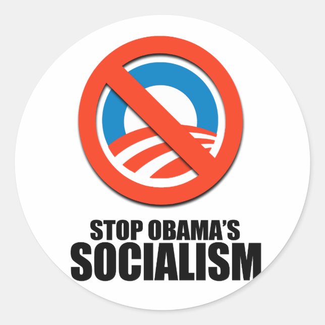 STOPPA OBAMA SOCIALISM RUNT KLISTERMÄRKE (Framsida)
