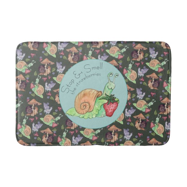 Stoppa och blötlägga jordgubbarna Snigel Mönster Badrumsmatta (Framsidan)