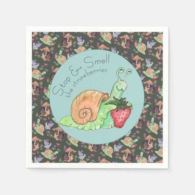 Stoppa och blötlägga jordgubbarna Snigel Mönster Pappersservett (Framsidan)