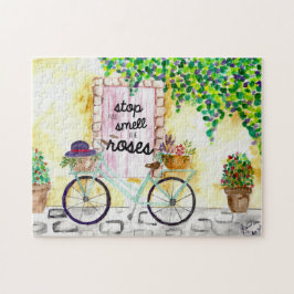 Stoppa och rulla Ro vattenfärgsblommor Bike Pussel