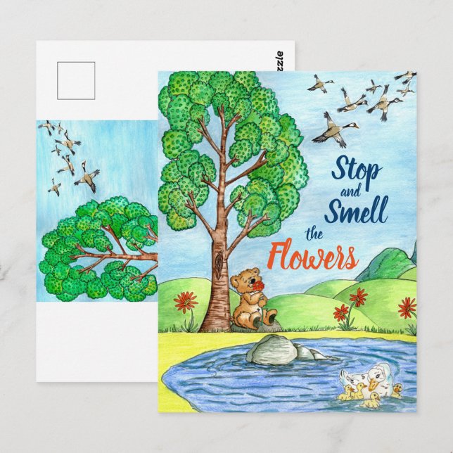 Stoppa och spara vykortet för blommor vykort (Fram/baksida)