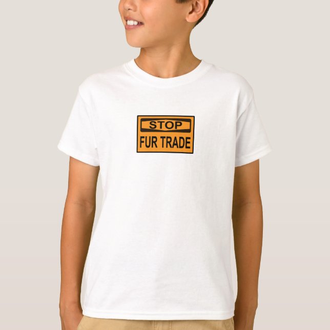 Stoppa päls handeln tecken orange t shirt (Framsida)