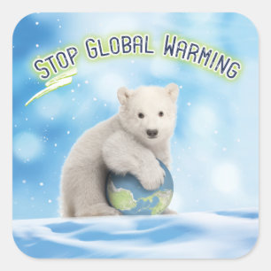 Stoppa Polarna för global uppvärmning Fyrkantigt Klistermärke