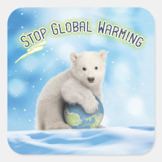 Stoppa Polarna för global uppvärmning Fyrkantigt Klistermärke