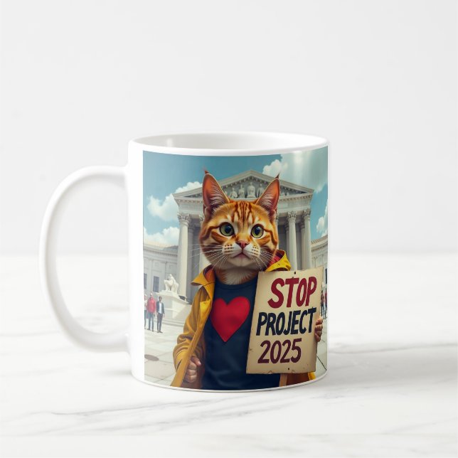 Stoppa Project 2025 Cat Proprovors AI Art. Kaffemugg (Vänster)