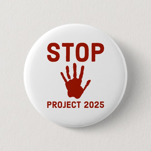 Stoppa Project 2025-skräckdesign med handavtrycksl Knapp (Framsida)