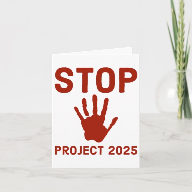Stoppa Project 2025-skräckdesign med handavtrycksl Kort (Framsida)