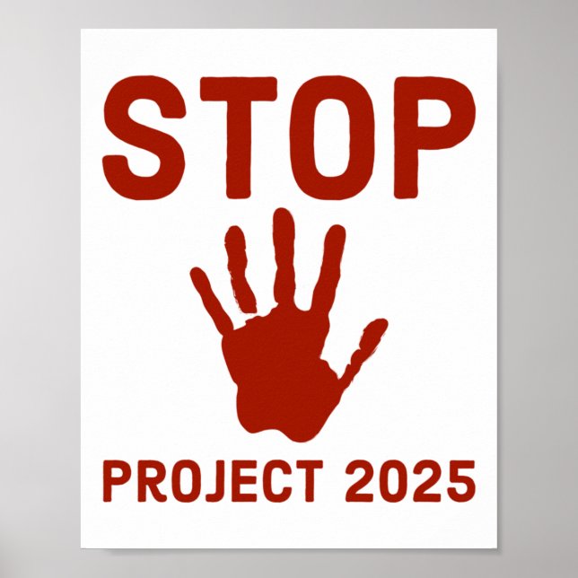 Stoppa Project 2025-skräckdesign med handavtrycksl Poster (Framsidan)