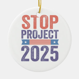 Stoppa Project 2025 Trump American Patroitic Julgransprydnad Keramik