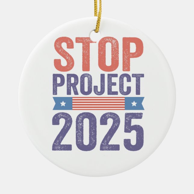 Stoppa Project 2025 Trump American Patroitic Julgransprydnad Keramik (Framsidan)