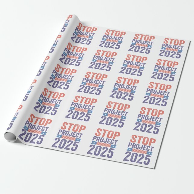 Stoppa Project 2025 Trump American Patroitic Presentpapper (Utrullad)