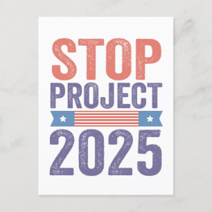 Stoppa Project 2025 Trump American Patroitic Vykort