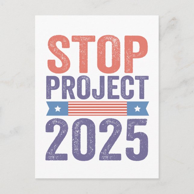 Stoppa Project 2025 Trump American Patroitic Vykort (Framsida)