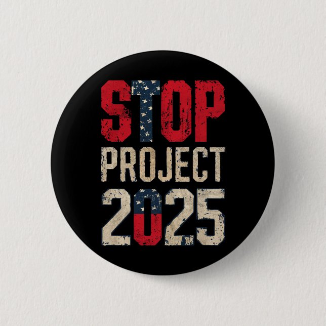 Stoppa Project 2025 Trump Biden Vintage Knapp (Framsida)
