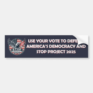 Stoppa Project 2025 Vote Blue Bumper Sticker Bildekal