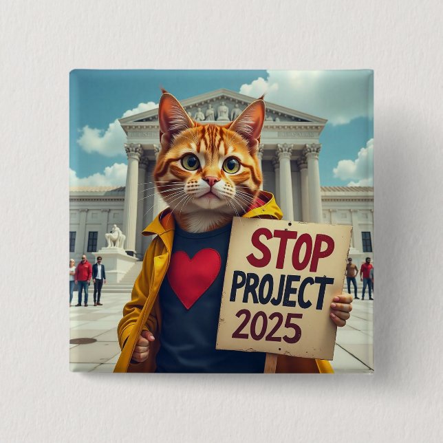 Stoppa projekt 2025 Kat politiskt Knapp (Framsida)