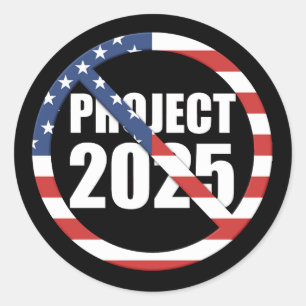 Stoppa projekt 2025 runt klistermärke