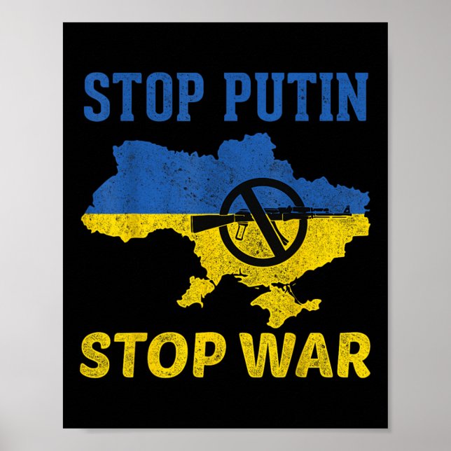 Stoppa Putin att stoppa Krig-stången med Ukraina f Poster (Framsidan)