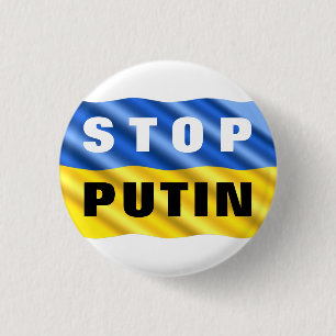 Stoppa Putin Stop Krig Button Ukrainas Flagga Ukra Knapp