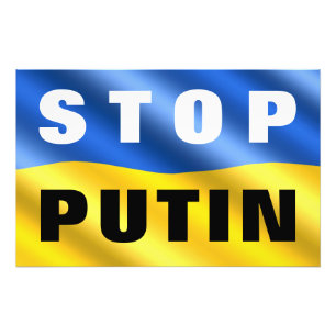 Stoppa Putin Stop Krig i Ukraina - Ukrainas Flagga Fototryck