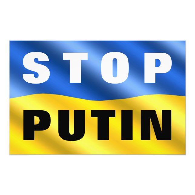 Stoppa Putin Stop Krig i Ukraina - Ukrainas Flagga Fototryck (Framsidan)