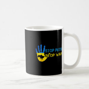 Stoppa Putin Stoppa Krig Stöd Ukraina Jag Står Med Kaffemugg