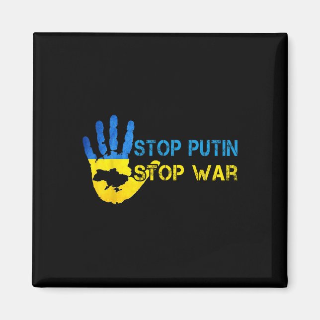 Stoppa Putin Stoppa Krig Stöd Ukraina Jag Står Med Magnet (Framsidan)