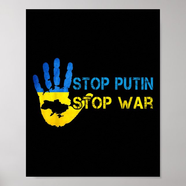 Stoppa Putin Stoppa Krig Stöd Ukraina Jag Står Med Poster (Framsidan)