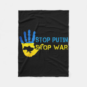 Stoppa Putin Stoppa Krig Support Ukraina jag står Fleecefilt