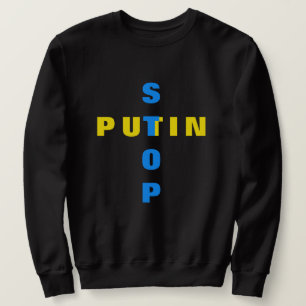 Stoppa Putin Stoppa Krig T-shirt Ukrainas Flagga Lång Ärmad Tröja