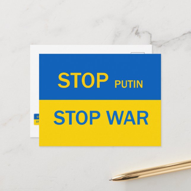 Stoppa Putin, stoppa Krig-vykortet! Vykort (Fram/Back In Situ)