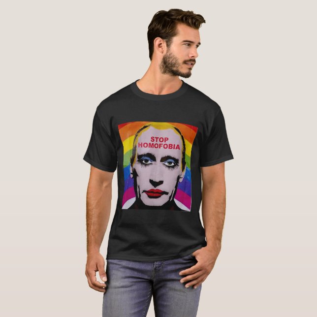 Stoppa Putin stoppHomophobia Tee Shirt (Hel framsida)