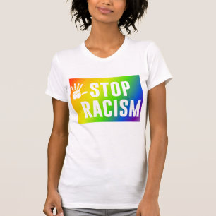 Stoppa rasismen med regnbåge färg t shirt