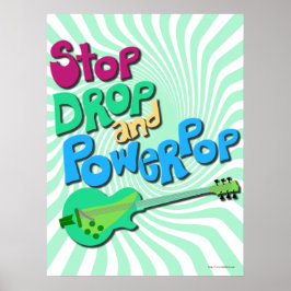 Stoppa, släpp och Powerpop Music Slogan-Roligt Poster