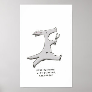 stoppa spring med sax, aardvark! poster