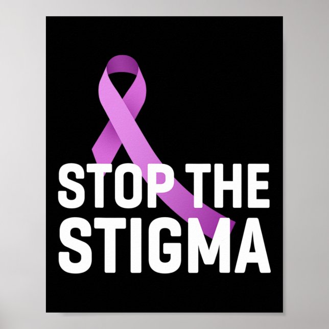 Stoppa Stigma End Addence Lila Ribbon Awaren Poster (Framsidan)