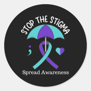 Stoppa Stigma Spread Suicide Awareness Month Sem Runt Klistermärke