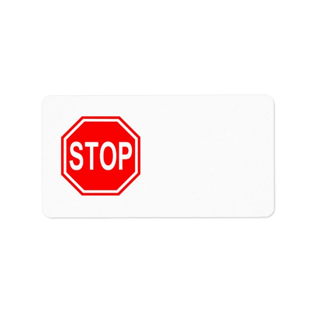 Stoppa stoppsymbol Stopp-symbol Stoppa ikon Röd st Adressetikett (Framsidan)
