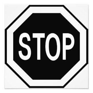 Stoppa symboltecken - svart på vitt fototryck