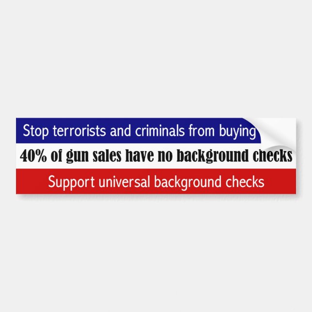 Stoppa terrorist- & brottslingköpandevapen bildekal (Framsidan)