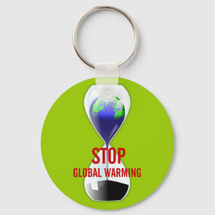 Stoppa timglaset Keychain för global värme Nyckelring