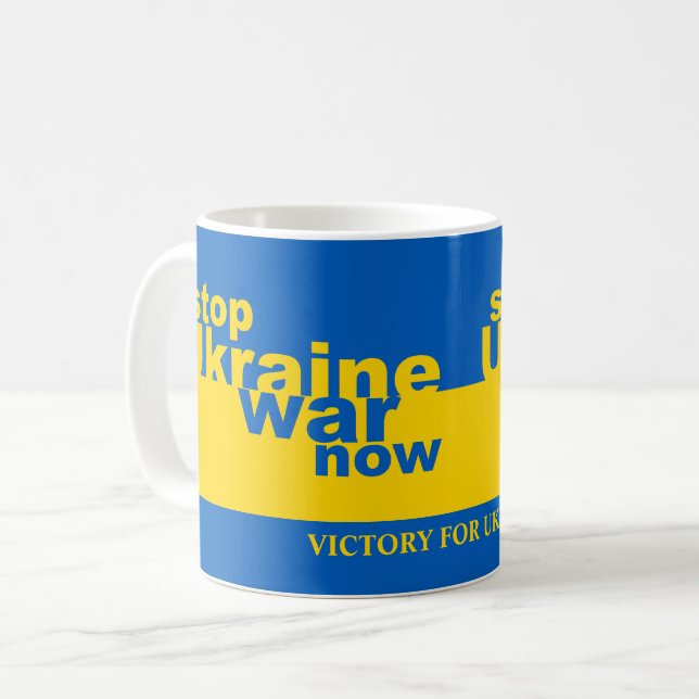 Stoppa Ukrainas Flagga Krig Now-seger för Ukraina Kaffemugg (Framsida vänster)