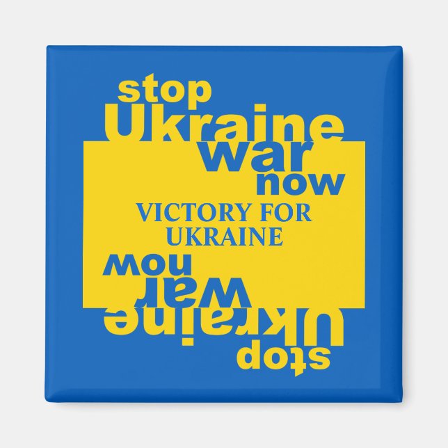 Stoppa Ukrainas Flagga Krig Now-seger för Ukraina Magnet (Framsidan)