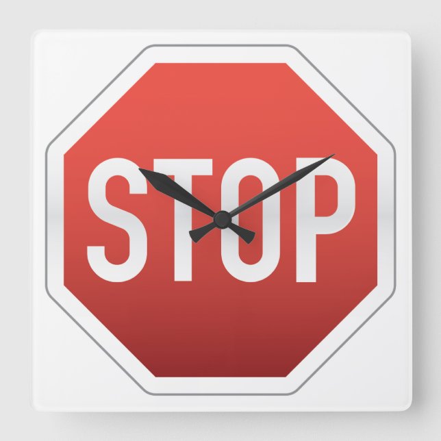 STOPPA undertecknar Fyrkantig Klocka (Framsida)