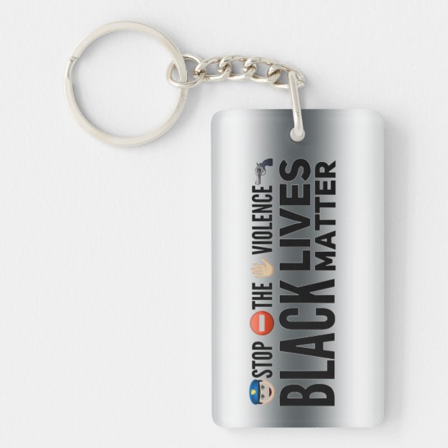 👮 stoppa ⛔ ✋ våld nyckelring (Framsidan)